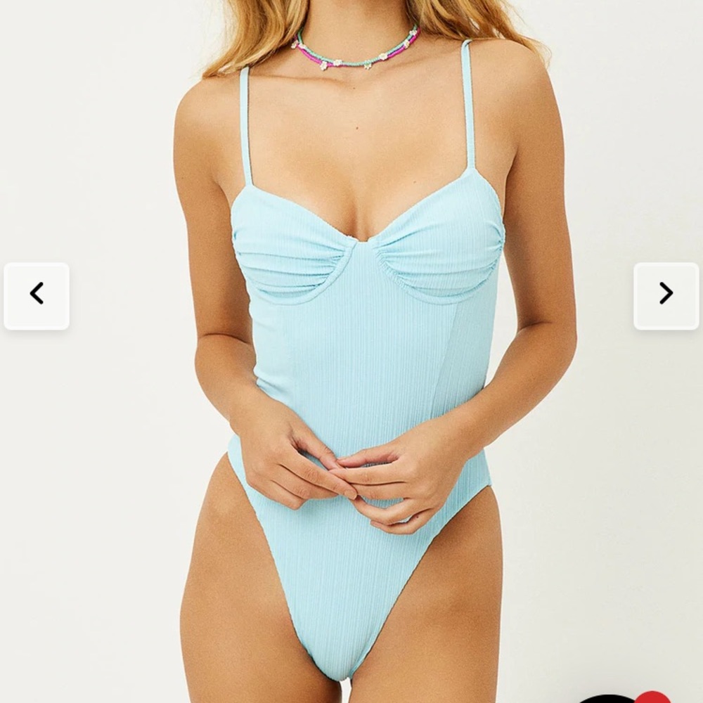 Frankies bikinis one piece blue swimsuit small